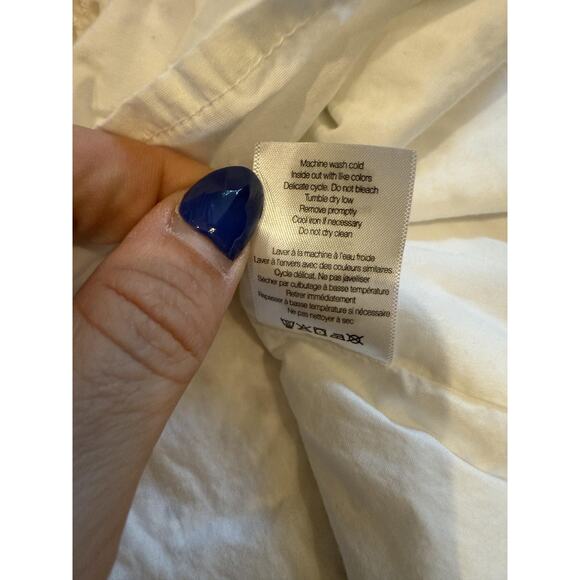 Veronica Beard Jeans Dress Womens Large White Eyelet V-Neck Side Zip Pima Cotton - Picture 7 of 9